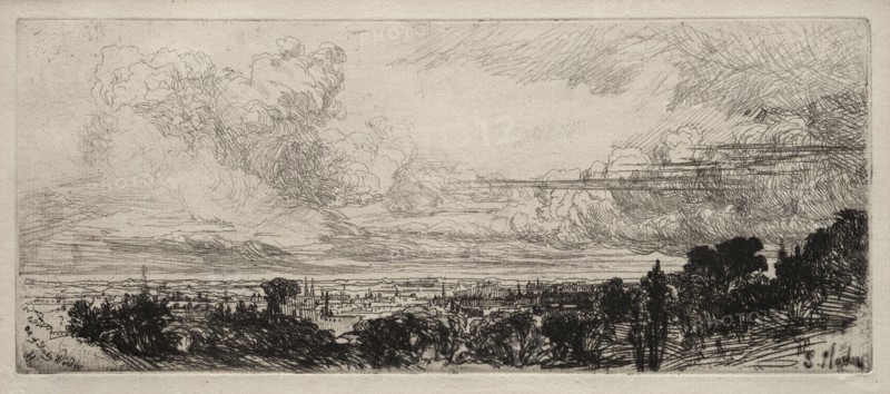 Out of Study Window. Francis Seymour Haden (British, 1818-1910). Etching and drypoint