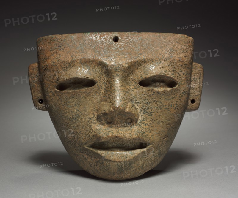 Mask, 1-550. Central Mexico, Teotihuacán, Classic Period. Greenstone; overall: 19 x 23.2 x 9.8 cm (7 1/2 x 9 1/8 x 3 7/8 in.).