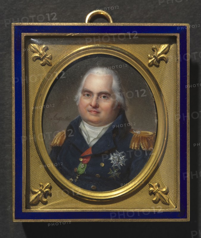 Portrait of Louis XVIII, c. 1822. Jean-Baptiste Jacques Augustin (French, 1759-1832). Watercolor on ivory in a gilt metal and enamel frame; framed: 5.8 x 5.2 cm (2 5/16 x 2 1/16 in.); unframed: 3.9 x 3.3 cm (1 9/16 x 1 5/16 in.)