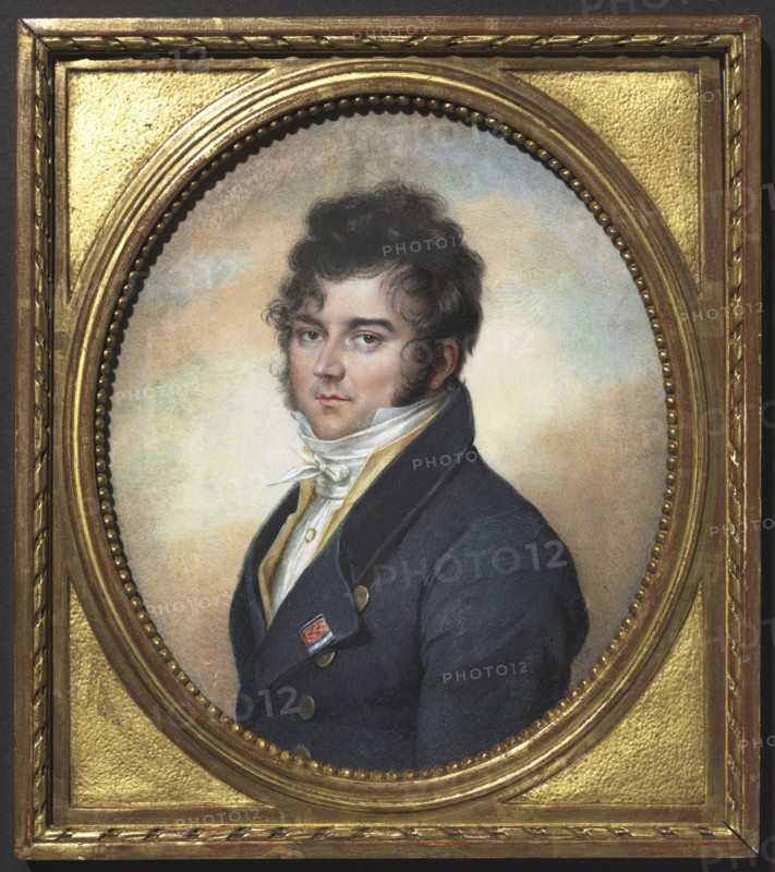 Portrait of a Man, c. 1810 . Jean-Urbain Guérin (French, 1760-1836). Watercolor on card in a beaded and fretted wood frame; framed: 24.6 x 21.7 cm (9 11/16 x 8 9/16 in.); sight: 19.7 x 16.6 cm (7 3/4 x 6 9/16 in.)