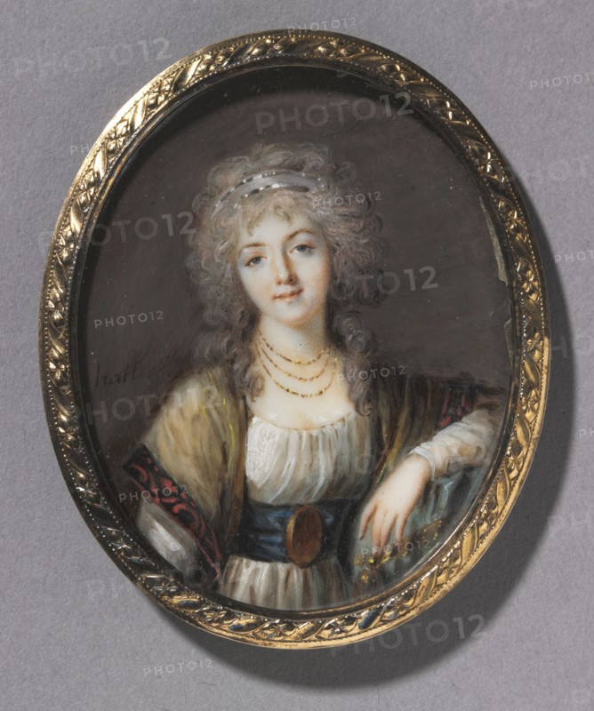 Portrait of a Young Woman, c. 1785. Charles Henard (French, c. 1757-aft 1814). Watercolor on ivory in a gilt metal mount; framed: 6.3 x 5.2 cm (2 1/2 x 2 1/16 in.); unframed: 5.5 x 4.4 cm (2 3/16 x 1 3/4 in.).