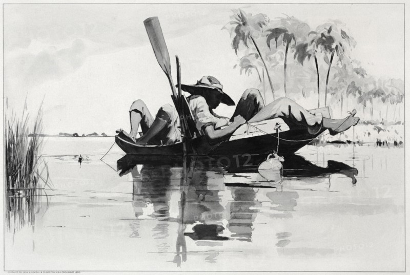 A Fishing Party, 1890. Winslow Homer (American, 1836-1910). Line engraving