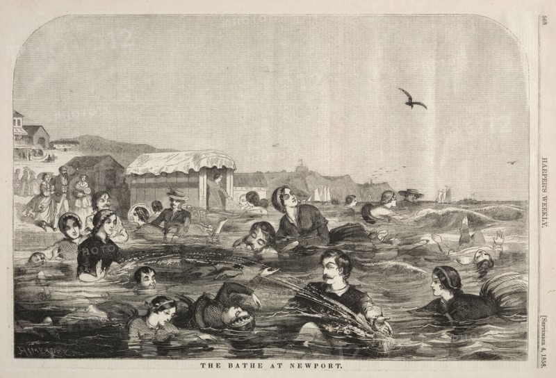 The Baths at Newport, 1858. Winslow Homer (American, 1836-1910). Wood engraving