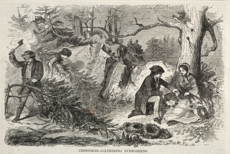 Christmas - Gathering Evergreens, 1858. Winslow Homer (American, 1836-1910). Wood engraving