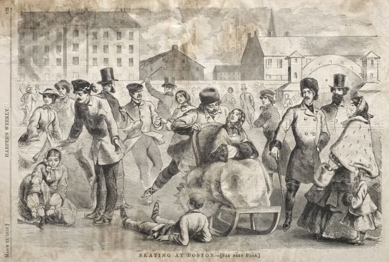 Skating at Boston, 1859. Winslow Homer (American, 1836-1910). Wood engraving