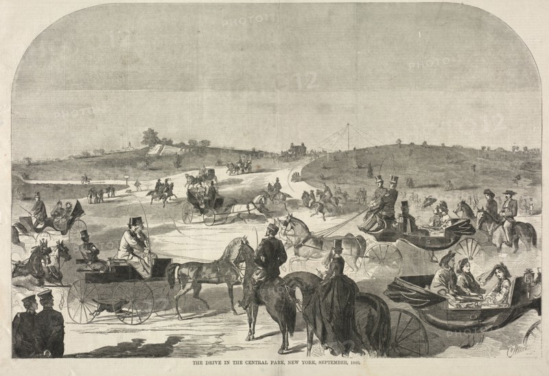The Drive in Central Park, New York, September, 1860, 1860. Winslow Homer (American, 1836-1910). Wood engraving
