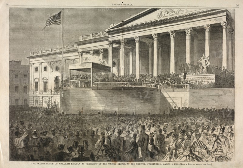 The Inauguration of Abraham Lincoln as President of the United States, at the Capitol, Washington, March 4, 1861, 1861. Winslow Homer (American, 1836-1910). Wood engraving