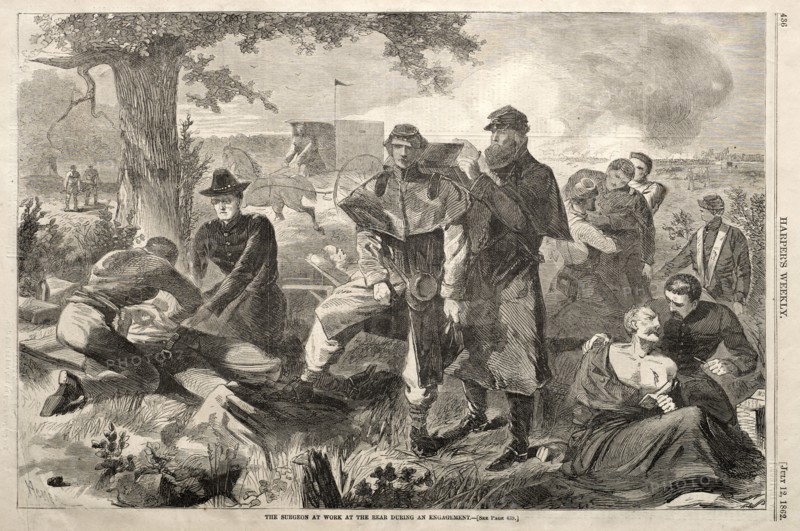 The Surgeon at Work at the Rear during an Engagement, 1862. Winslow Homer (American, 1836-1910). Wood engraving