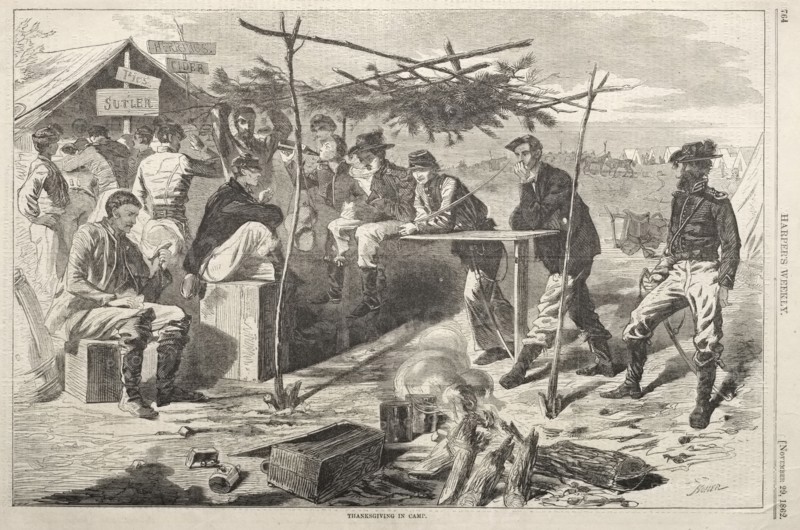 Thanksgiving in Camp, 1862. Winslow Homer (American, 1836-1910). Wood engraving
