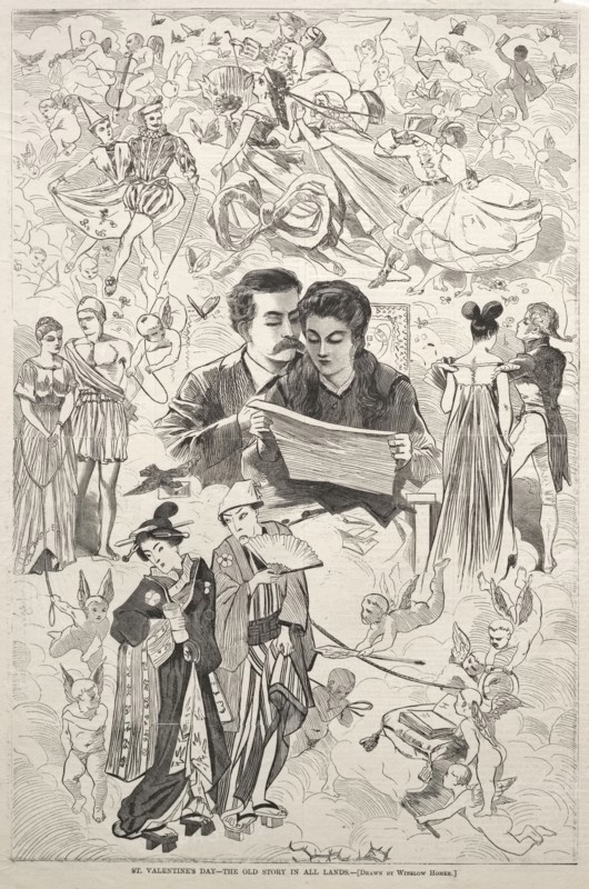 St. Valentine's - The Old Story in All Lands, 1868. Winslow Homer (American, 1836-1910). Wood engraving