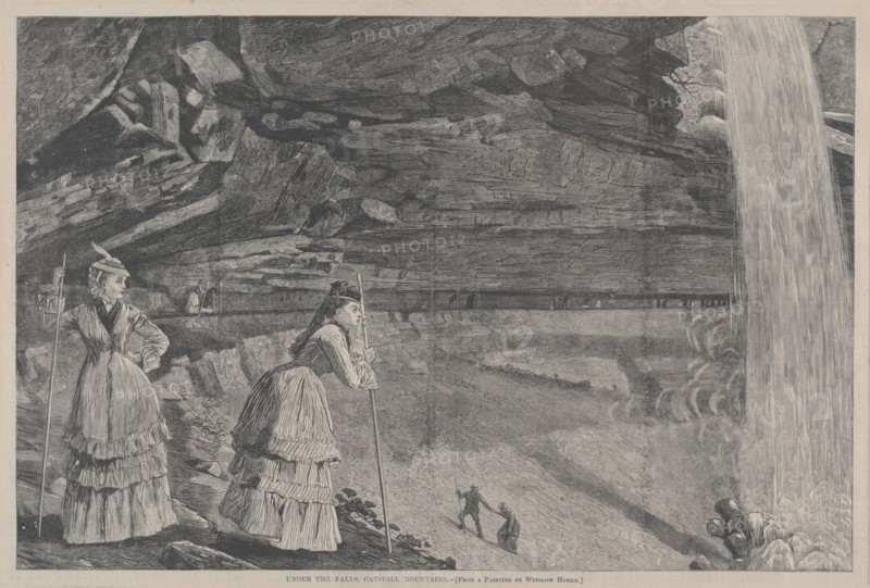 Under the Falls, Catskill Mountains From a Painting by Winslow Homer, 1872. Winslow Homer (American, 1836-1910). Wood engraving