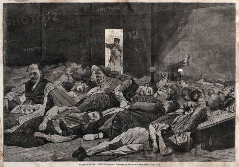 Station-House Lodgers, 1874. Winslow Homer (American, 1836-1910). Wood engraving