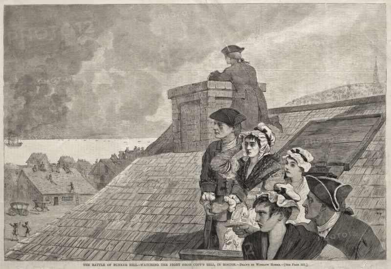The Battle of Bunker Hill - Watching the Fight from Copp's Hill, in Boston, 1875. Winslow Homer (American, 1836-1910). Wood engraving