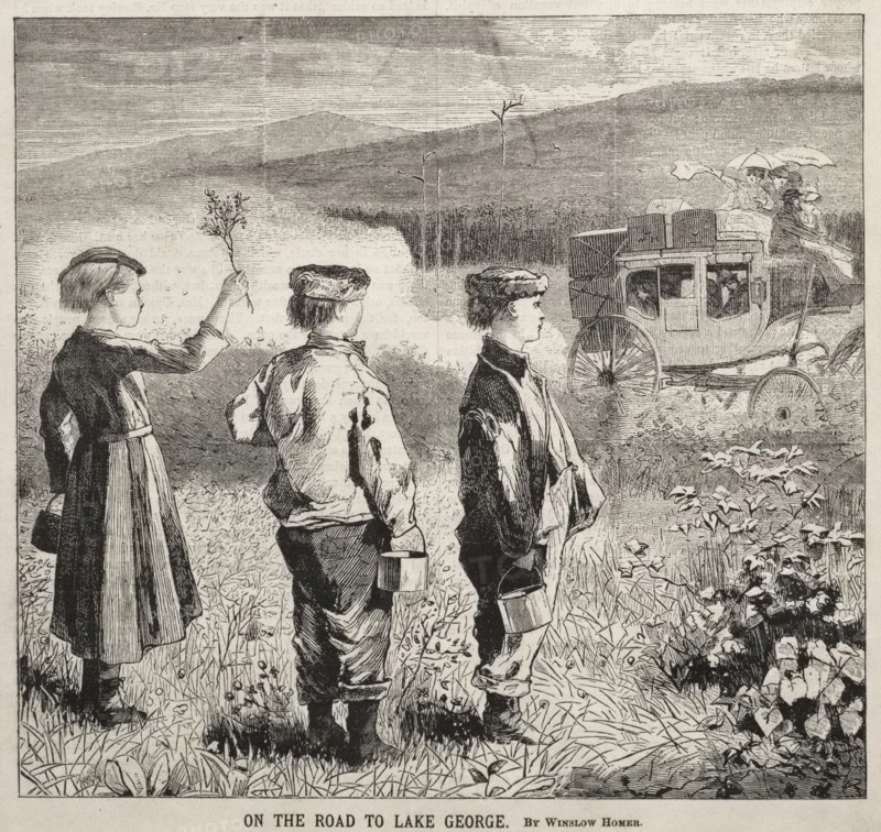 On the Road to Lake George, 1869. Winslow Homer (American, 1836-1910). Wood engraving