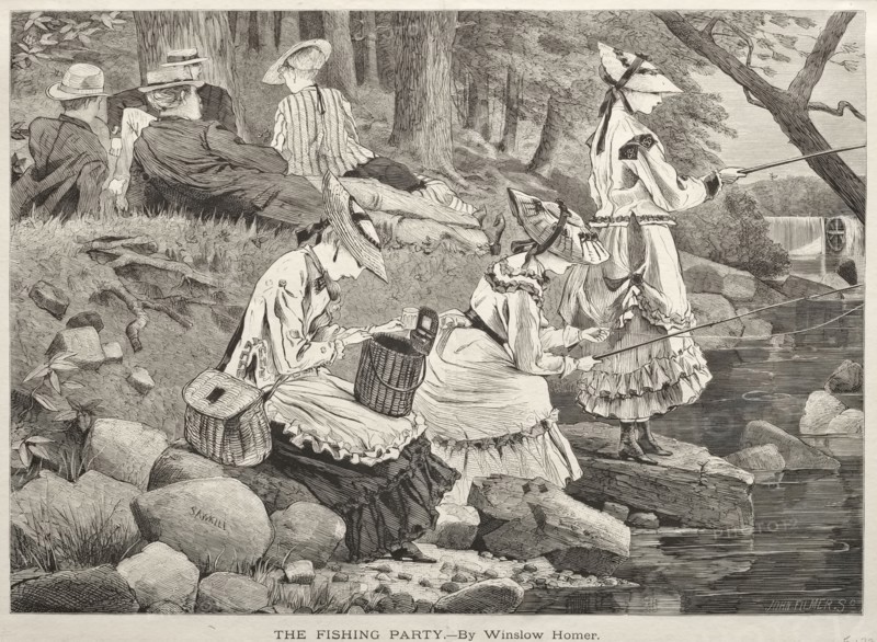 The Fishing Party, 1869. Winslow Homer (American, 1836-1910). Wood engraving