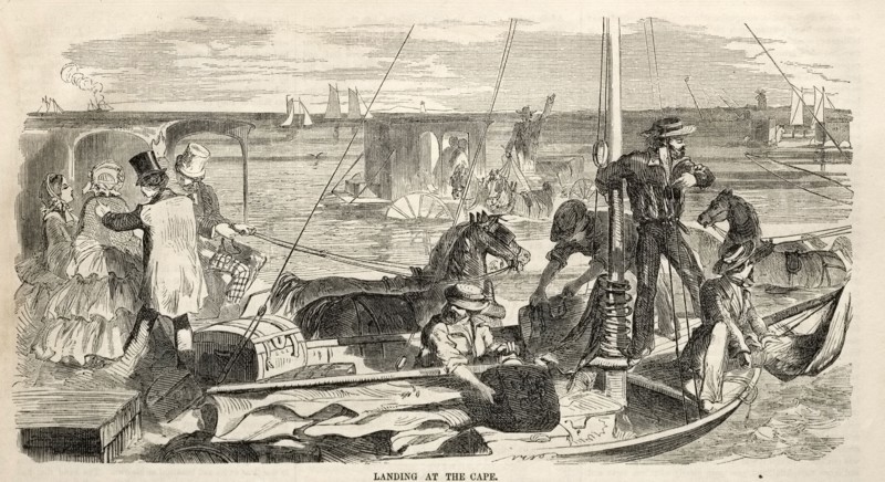 Camp Meeting Sketches:  Landing at the Cape, 1858. Winslow Homer (American, 1836-1910). Wood engraving
