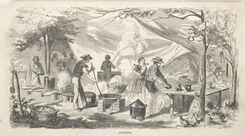 Camp Meeting Sketches:  Cooking, 1858. Winslow Homer (American, 1836-1910). Wood engraving