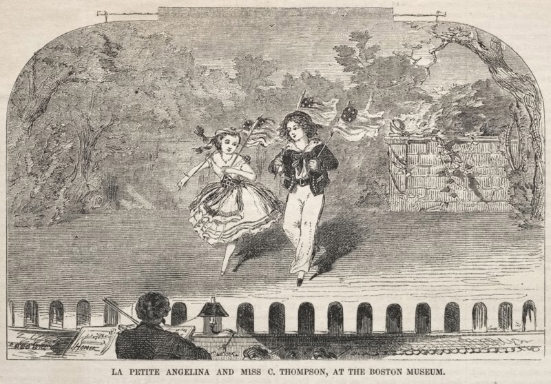La Petite Angelina and Miss C. Thompson, at the Boston Museum, 1859. Winslow Homer (American, 1836-1910). Wood engraving