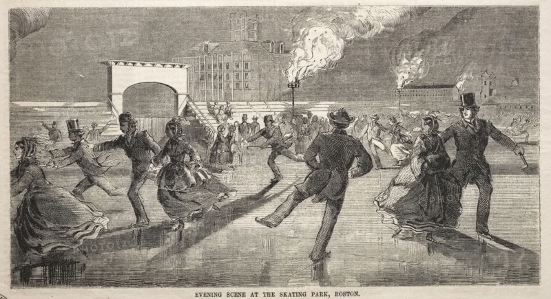 Evening Scene at the Skating Park, Boston, 1859. Winslow Homer (American, 1836-1910). Wood engraving