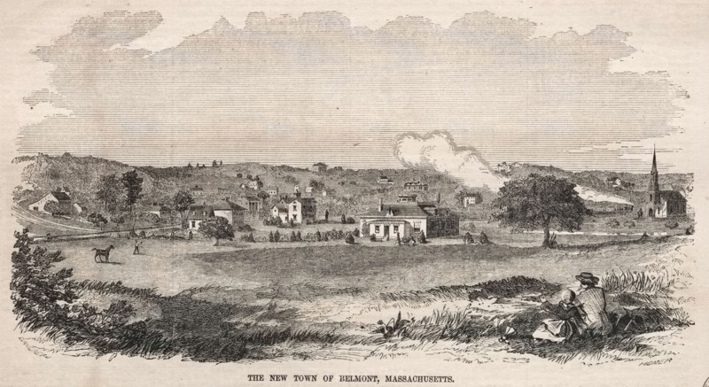 The New Town of Belmont, Massachusetts, 1859. Winslow Homer (American, 1836-1910). Wood engraving