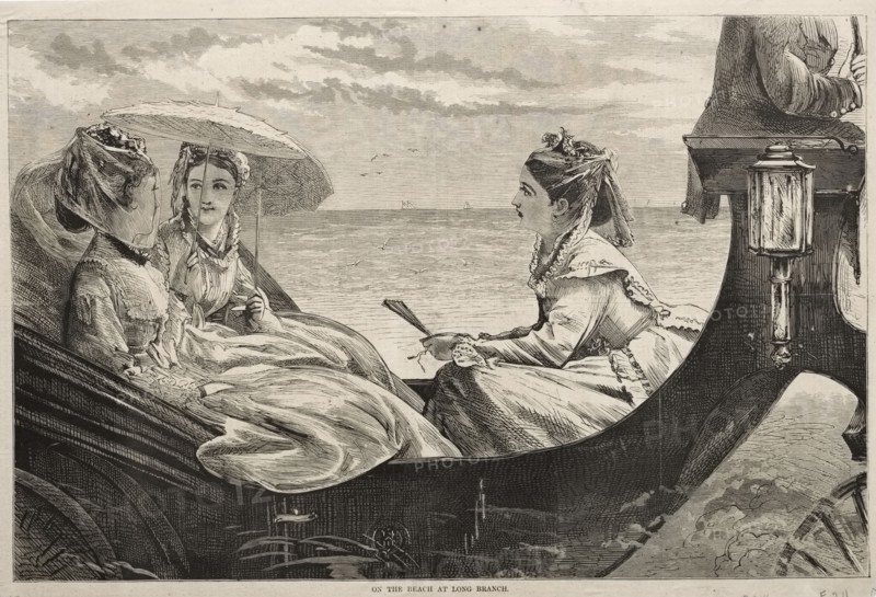 On the Beach at Long Branch, 1870. Winslow Homer (American, 1836-1910). Wood engraving
