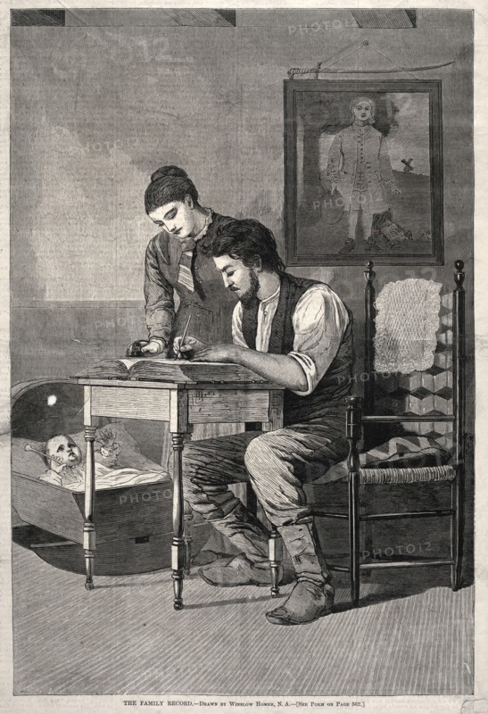 The Family Record, 1875. Winslow Homer (American, 1836-1910). Wood engraving