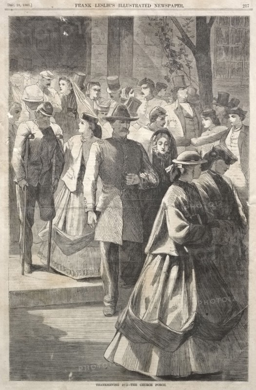 Thanksgiving Day - The Church Porch, 1865. Winslow Homer (American, 1836-1910). Wood engraving