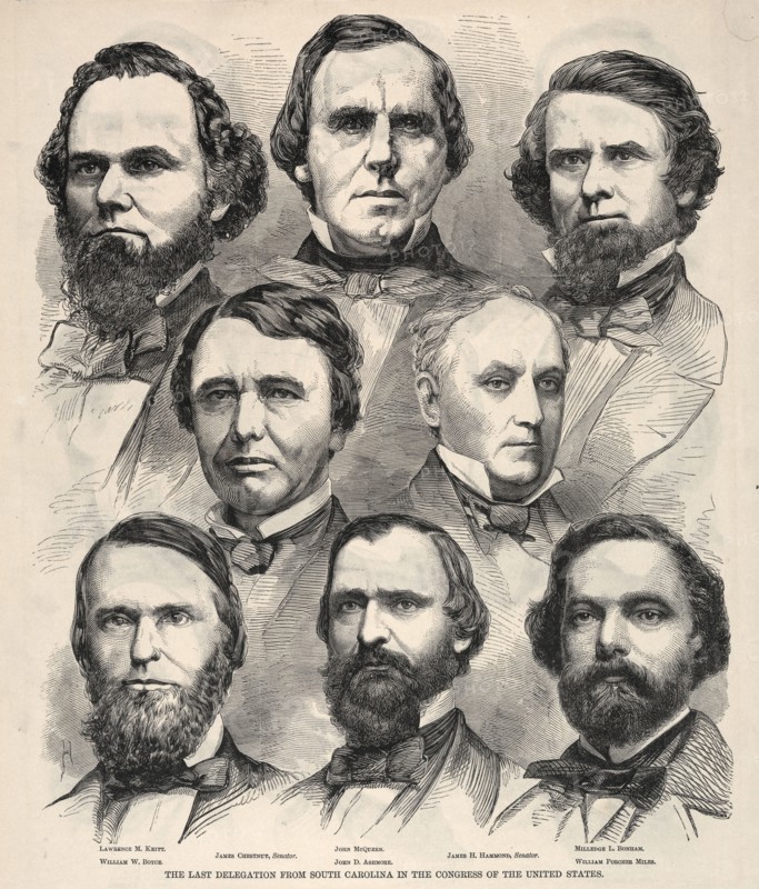The Last Delegation from South Carolina in the Congress of the United States. Winslow Homer (American, 1836-1910). Wood engraving