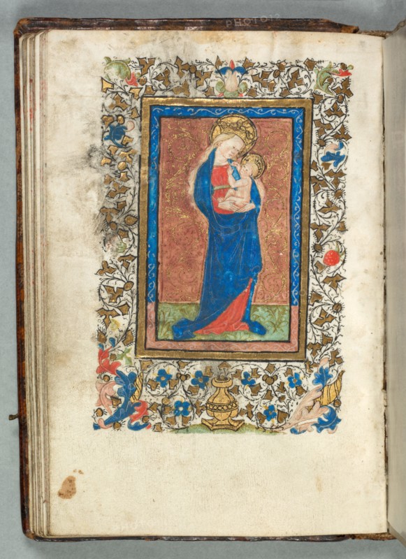 Book of Hours (Use of Metz): Fol. 26v, Virgin and Child, c. 1440. France, Metz. Ink, tempera, and gold on vellum; sheet: 14.2 x 9.4 cm (5 9/16 x 3 11/16 in.)
