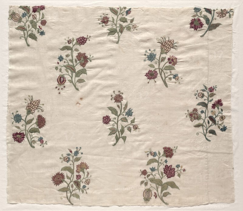 Embroidered Cover, 1700s. France, 18th century. Embroidery, silk; overall: 56 x 64.5 cm (22 1/16 x 25 3/8 in.)