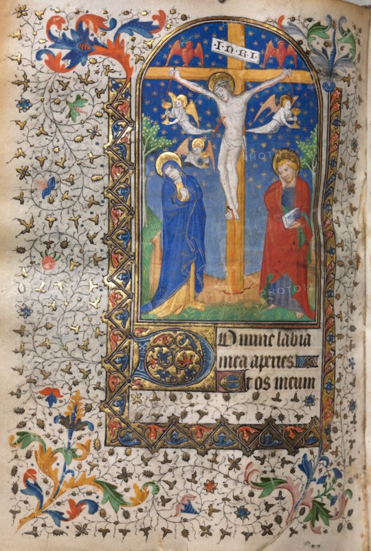 Book of Hours (Use of Paris): Crucifixion, c. 1420. Follower of Boucicaut Master (French, Paris, active about 1410-25). Ink, tempera, and gold on vellum; sheet: 20.3 x 14 cm (8 x 5 1/2 in.)