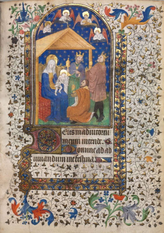 Book of Hours (Use of Paris): Adoration of the Magi, c. 1420. Follower of Boucicaut Master (French, Paris, active about 1410-25). Ink, tempera, and gold on vellum; sheet: 20.3 x 14 cm (8 x 5 1/2 in.).