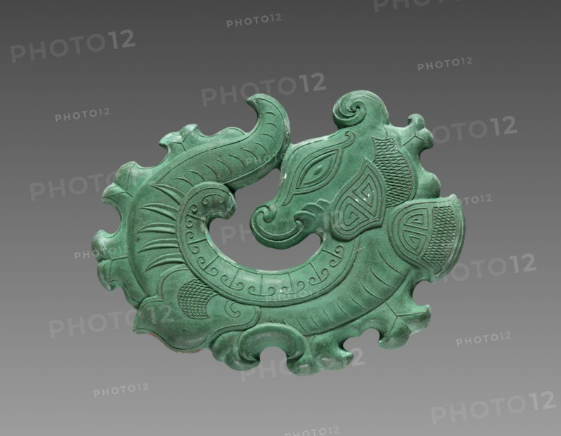 Box  with Ink Cakes:  Green Ink Cake in Shape of Coiled Dragon, 1795-1820. China, Qing dynasty (1644-1912), Jiaqing reign (1795-1820). Ink cake; case: 26.4 x 19.1 cm (10 3/8 x 7 1/2 in.); lid: 26.5 x 19.2 cm (10 7/16 x 7 9/16 in.).