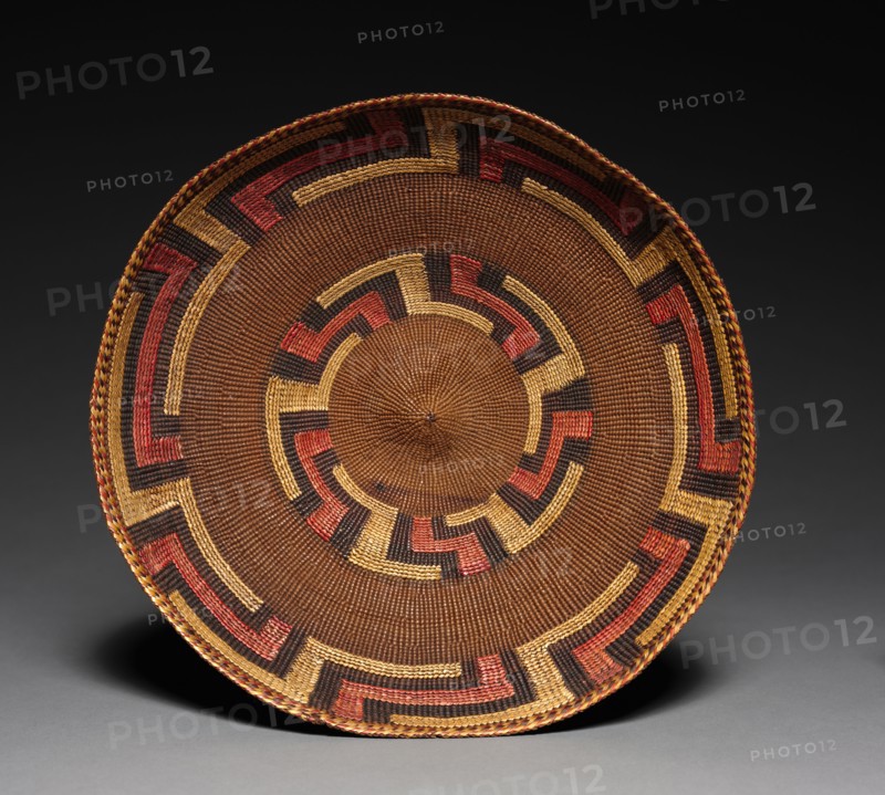 Tray, late 1800's. Northwest Coast, Tlingit, late 19th century. Spruce root, Beach grass; twined; overall: 6 x 24.5 cm (2 3/8 x 9 5/8 in.).