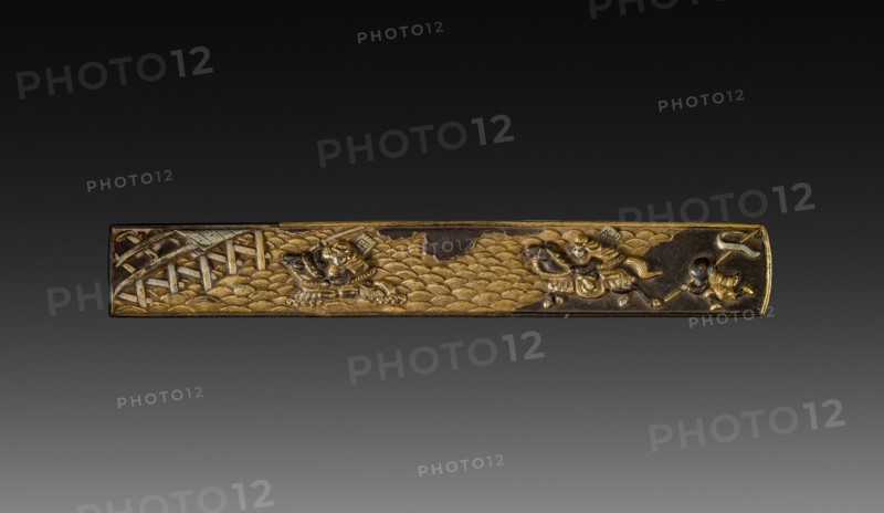 Knife Handle (Kozukai), c 1800s. Japan, 19th century. Inlaid bronze; overall: 1.4 cm (9/16 in.).