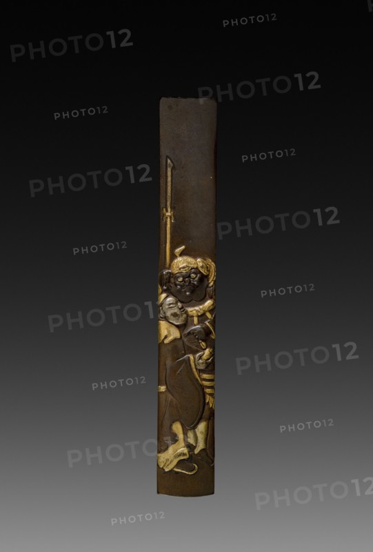 Knife Handle (Kozukai), c 1800s. Japan, 19th century. Inlaid bronze; overall: 1.4 cm (9/16 in.).