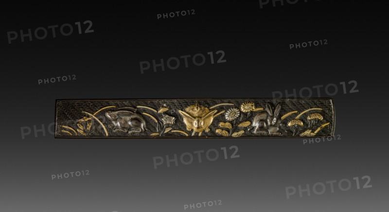 Knife Handle (Kozuka), c 1800s. Japan, 19th century. Inlaid bronze; overall: 1.4 cm (9/16 in.).