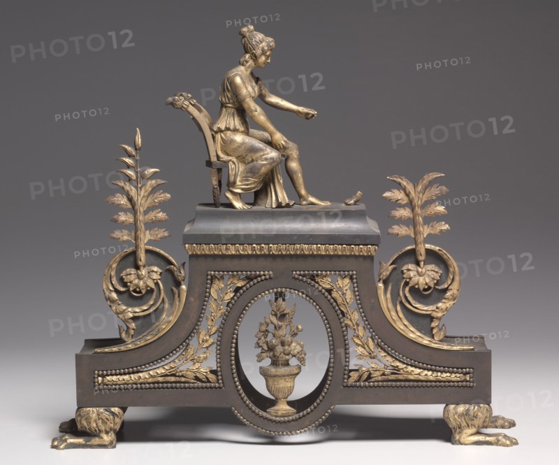 Andiron Pair , c. 1790-1800. France, 18th century. Bronze and gilded bronze