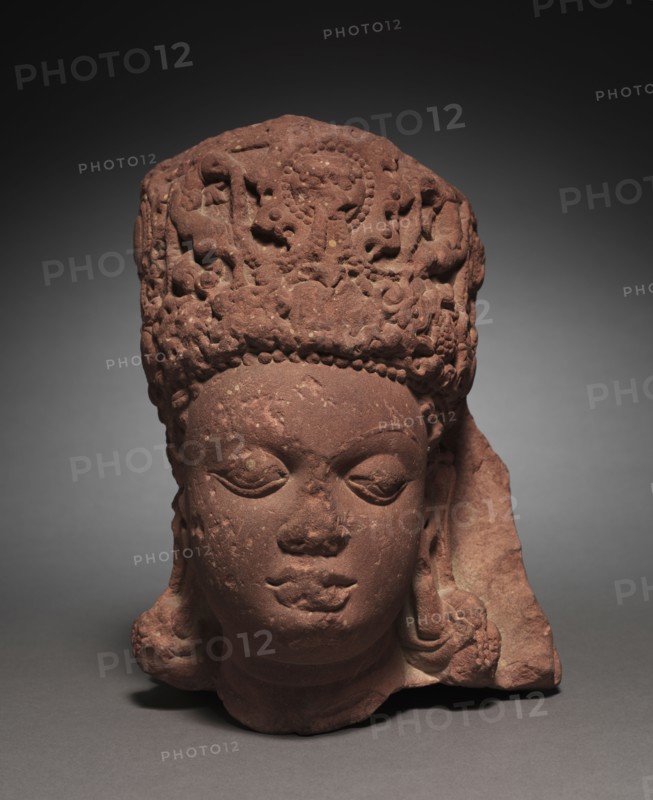 Head of Vishnu, 400s. Northern India, Mathura, Gupta period. Sandstone; overall: 28 cm (11 in.).
