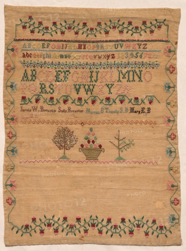 Sampler, early 1800s. England, early 19th century. Embroidery: silk on linen tabby ground; overall: 44.5 x 33 cm (17 1/2 x 13 in.)