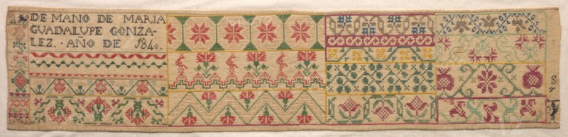 Sampler, 1840. Mexico, 19th century. Embroidery; average: 17.8 x 80 cm (7 x 31 1/2 in.).