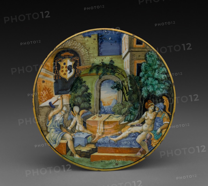 Plate, c. 1540-1544. Italy, Pesaro, 16th century. Tin-glazed earthenware (maiolica); diameter: 5.1 x 24.8 cm (2 x 9 3/4 in.).