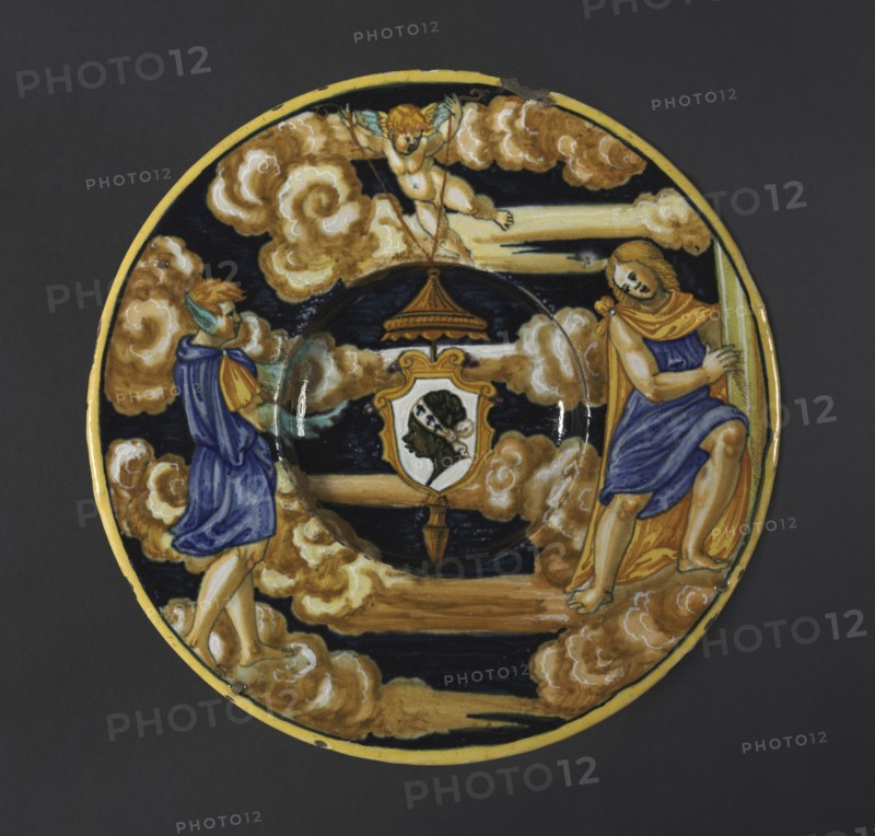 Plate with the Arms of the Pucci Family, 1532. Francesco Xanto Avelli (Italian, 1486/87-c. 1544). Tin-glazed earthenware (maiolica); diameter: 3.2 x 19.4 cm (1 1/4 x 7 5/8 in.).