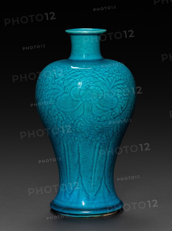 Vase with peacock blue glaze, 1662-1722. China, Qing dynasty (1644-1912), Kangxi reign (1661-1722). Porcelain; overall: 42 cm (16 9/16 in.).