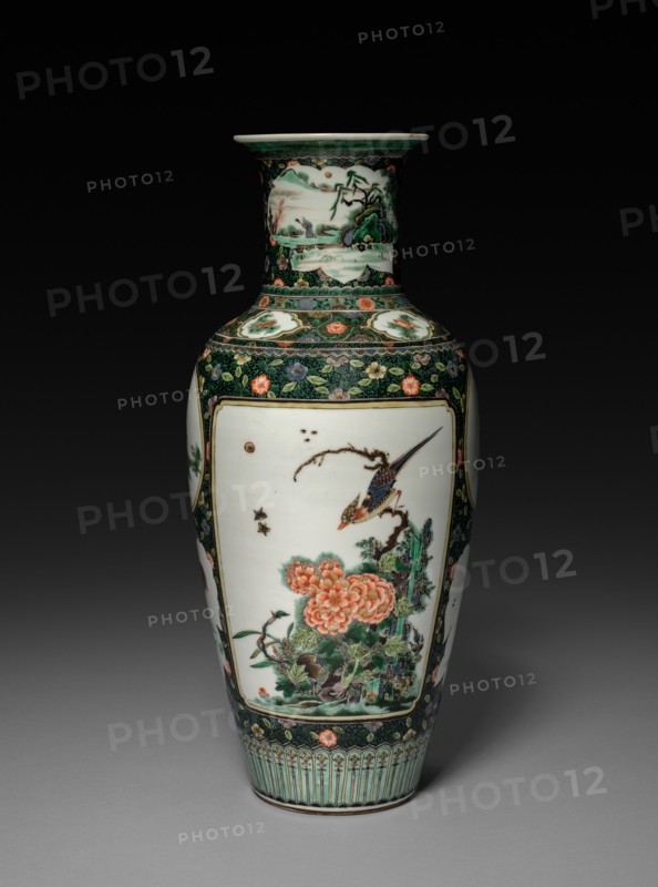 Baluster Vase, 1662-1722. China, Qing dynasty (1644-1912), Kangxi reign (1661-1722). Porcelain with famille verte overglaze enamel decoration; overall: 44.2 cm (17 3/8 in.).