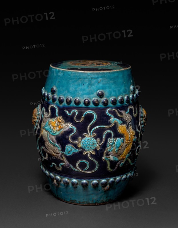 Garden Seat:  Fahua Ware, 1368-1644. China, Jiangxi province, Ming dynasty (1368-1644). Porcelain; overall: 40 cm (15 3/4 in.).