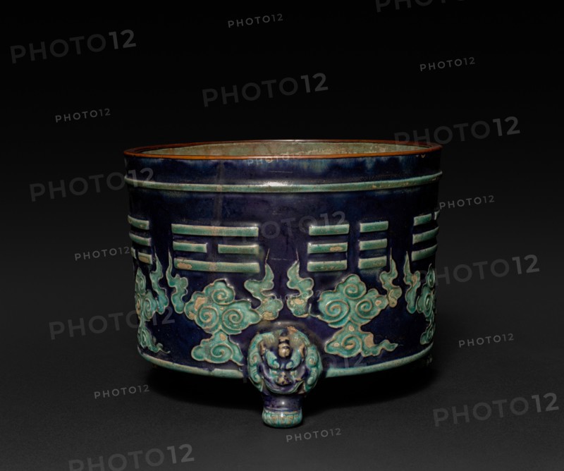 Small Jardiniere with Three Legs:  Fahua Ware, Ming dynasty (1368-1644). China, Jiangxi province, Ming dynasty (1368-1644). Porcelain; diameter: 19.8 cm (7 13/16 in.); overall: 15.3 cm (6 in.).