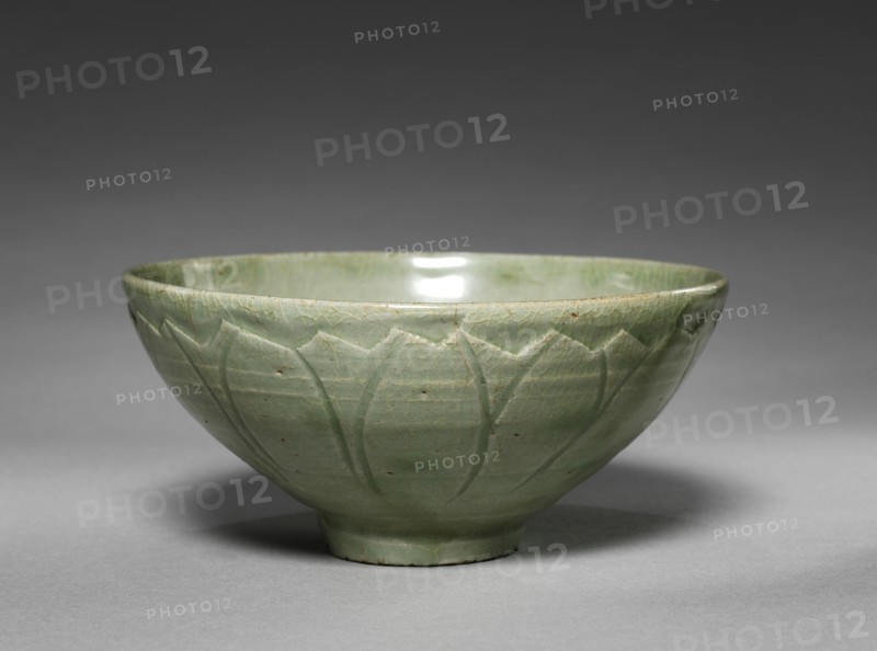 Bowl with Lotus Petal Design in Relief, 12th century. Korea, Goryeo period (918-1392). Porcelain celadon ware