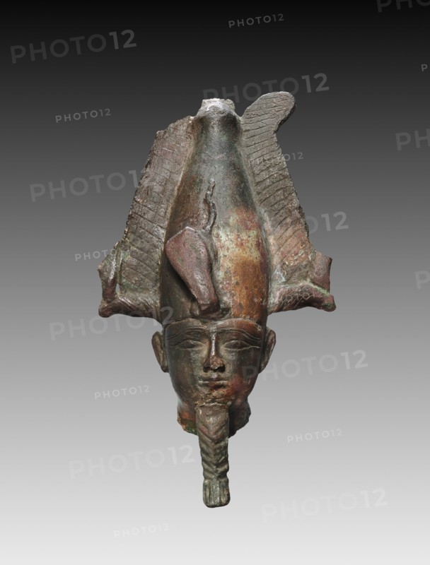 Head of Osiris, 664-525 BC. Egypt, Late Period, Dynasty 26 or later. Bronze, hollow cast; overall: 11 x 7.7 x 4.6 cm (4 5/16 x 3 1/16 x 1 13/16 in.).