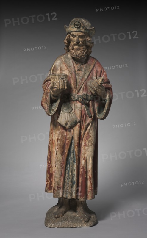 Magus from an Adoration Group, c. 1460-1475. France, possibly Champagne, 15th century. Polychromed limestone; overall: 97.2 cm (38 1/4 in.).